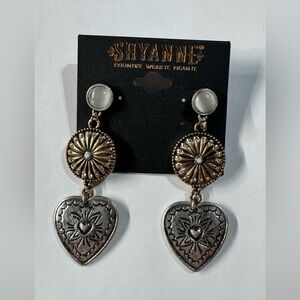 Shyanne Gold and Silver Sunburst Heart Earrings